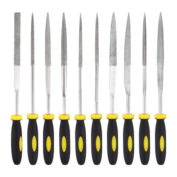 Uxcell 10Pcs Diamond File Set 3 x 148mm 120 Grit Diamond Needle Files for Metal Glass Wood Stone Grinding Polishing Engraving