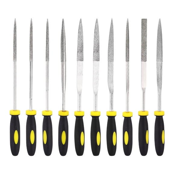 Uxcell 10Pcs Diamond File Set 4 x 160mm 120 Grit Diamond Needle Files for Metal Glass Wood Stone Grinding Polishing Engraving