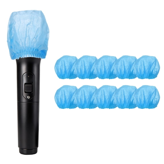 Uxcell 10Pcs Disposable Microphone Cover, Non-Woven Classic Retro Dynamic Vocal Microphone Windscreen PodMic Covers for KTV, Blue