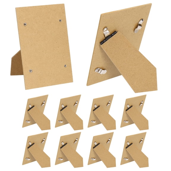 Uxcell 10Pcs Easel Back for Picture Frame, 4" x 5" Replacement Picture Frame Easel Back with Hinged Hangers DIY Photo Backing Board for Photo Frames Tiles, Tabletop Wall Display, Wooden
