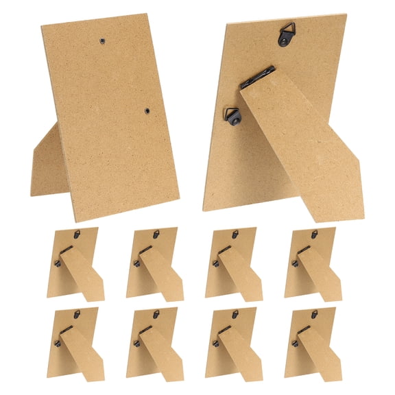 Uxcell 10Pcs Easel Back for Picture Frame, 4 x 6 Inch Replacement Picture Frame Easel Back with Hinged Hangers DIY Photo Backing Board for Photo Frames, Tabletop Wall Display, Wooden