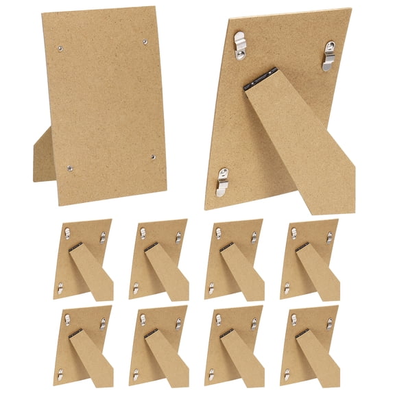 Uxcell 10Pcs Easel Back for Picture Frame, 4" x 6" Replacement Picture Frame Easel Back with Hinged Hangers DIY Photo Backing Board for Photo Frames Tiles, Tabletop Wall Display, Wooden