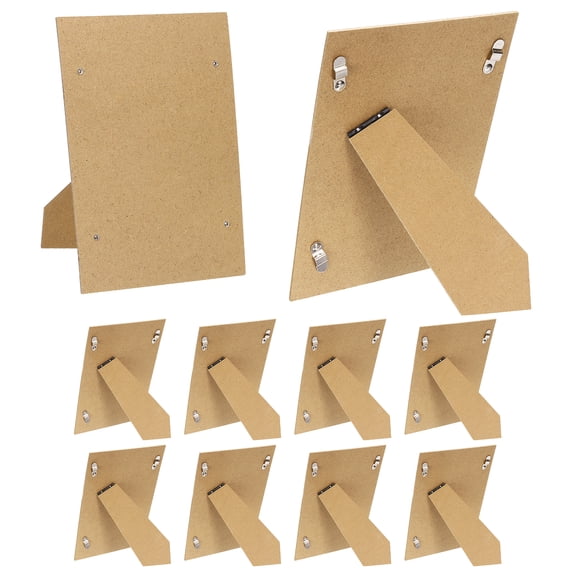 Uxcell 10Pcs Easel Back for Picture Frame, 5" x 7" Replacement Picture Frame Easel Back with Hinged Hangers DIY Photo Backing Board for Photo Frames Tiles, Tabletop Wall Display, Wooden