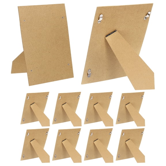 Uxcell 10Pcs Easel Back for Picture Frame, 6" x 8" Replacement Picture Frame Easel Back with Hinged Hangers DIY Photo Backing Board for Photo Frames Tiles, Tabletop Wall Display, Wooden