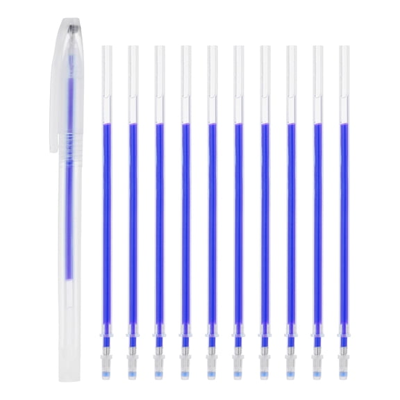Uxcell 10Pcs Erasable Gel Pens Refills, 1mm Heat Erasable Pens for Fabric Disappearing Ink Pen Fabric Markers, Blue Ink