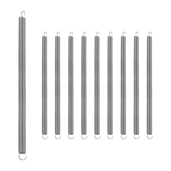 Uxcell 10Pcs Extension Spring, Stainless Steel Small Springs with Dual Hook Mechanical Compression Spring for Home Furniture Repair 0.5mm Wire Diax5mm ODx100mm Length