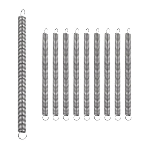 Uxcell 10Pcs Extension Spring, Stainless Steel Small Springs with Dual Hook Mechanical Compression Spring for Home Furniture Repair 0.5mm Wire Diax5mm ODx80mm Length