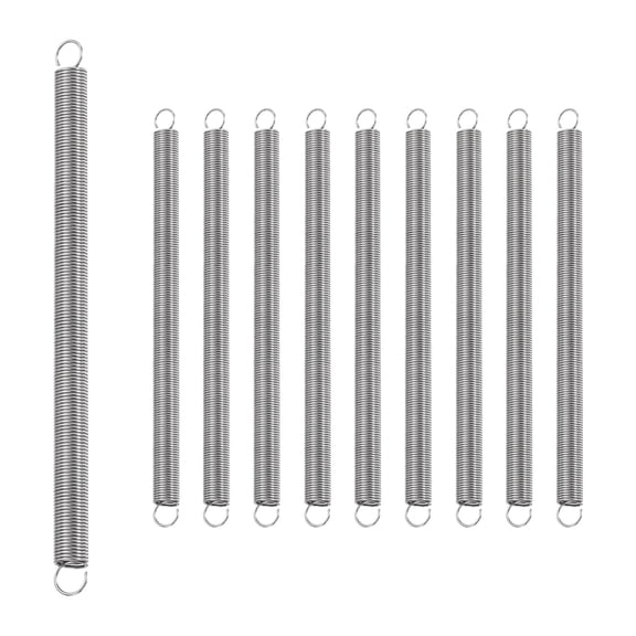 Uxcell 10Pcs Extension Spring, Stainless Steel Small Springs with Dual Hook Mechanical Compression Spring for Home Furniture Repair 0.6mm Wire Diax6mm ODx100mm Length