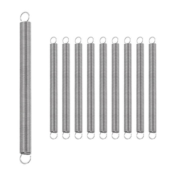 Uxcell 10Pcs Extension Spring, Stainless Steel Small Springs with Dual Hook Mechanical Compression Spring for Home Furniture Repair 0.6mm Wire Diax6mm ODx80mm Length