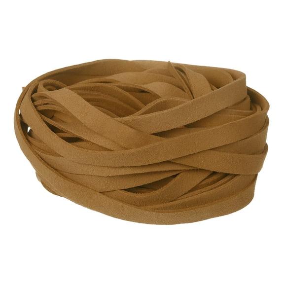Uxcell 10 Pack 0.4" Wide Flat Leather String Cord 39"x0.06" Craft Suede Ribbon Braiding Lacing Strips Thread Rope for DIY Leather Crafts Necklace Bracelet Collars Belts Yellow Brown