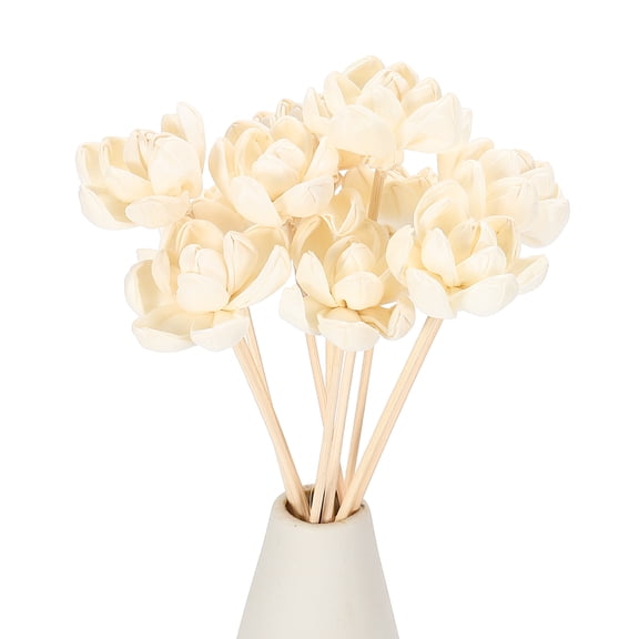 Uxcell 10Pcs Flower Scent Diffuser Sticks, 8.7 Inch Natural Oil Aroma Reed Diffuser Stick with Aromatherapy Lotus Flowers Decoration for Home Bathroom Meeting Room, White
