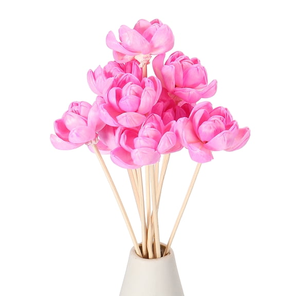 Uxcell 10Pcs Flower Scent Diffuser Sticks, 8.7 Inch Natural Oil Aroma Reed Diffuser Stick with Aromatherapy Lotus Flowers Decoration for Home Bathroom Meeting Room, Pink