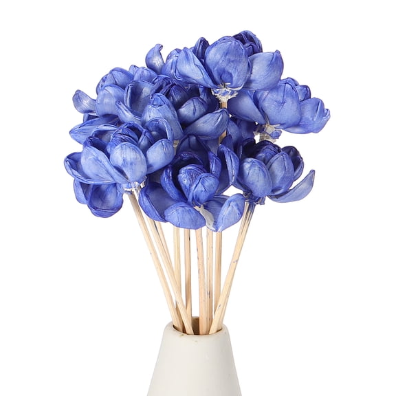 Uxcell 10Pcs Flower Scent Diffuser Sticks, 8.7 Inch Natural Oil Aroma Reed Diffuser Stick with Aromatherapy Lotus Flowers Decoration for Home Bathroom Meeting Room, Dark Blue