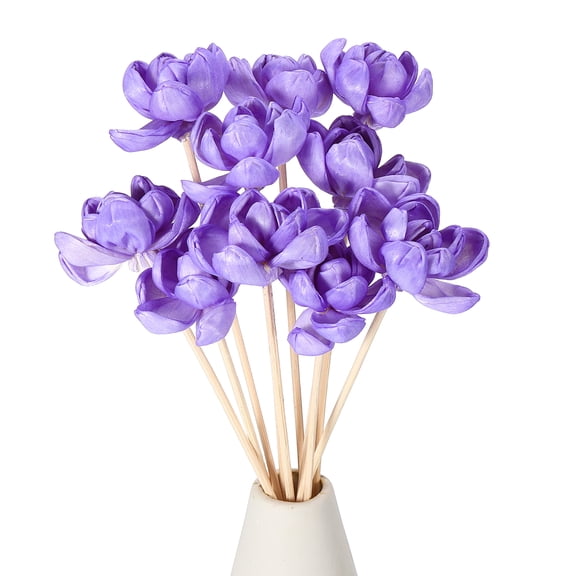 Uxcell 10Pcs Flower Scent Diffuser Sticks, 8.7 Inch Natural Oil Aroma Reed Diffuser Stick with Aromatherapy Lotus Flowers Decoration for Home Bathroom Meeting Room, Dark Purple