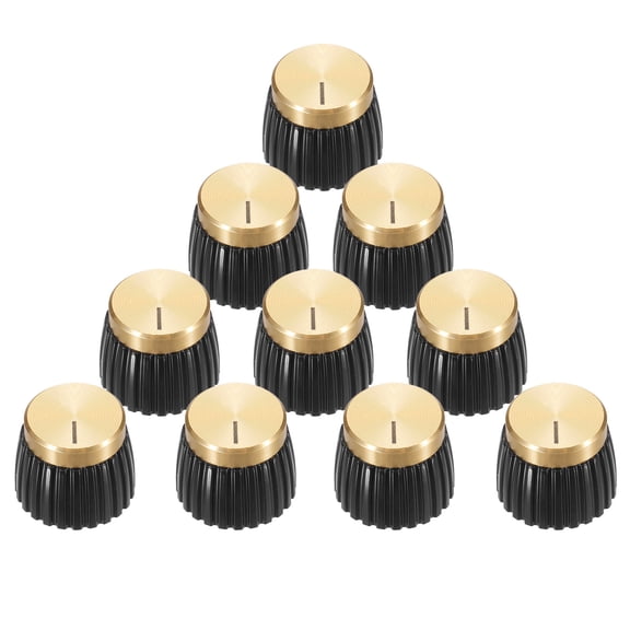 10Pcs Guitar Amplifier Push on Fit Knobs for 6mm/0.24" Dia Potentiometer, Control Knob Black-Gold for Volume Tone Control, Guitar Bass Parts, Chrome