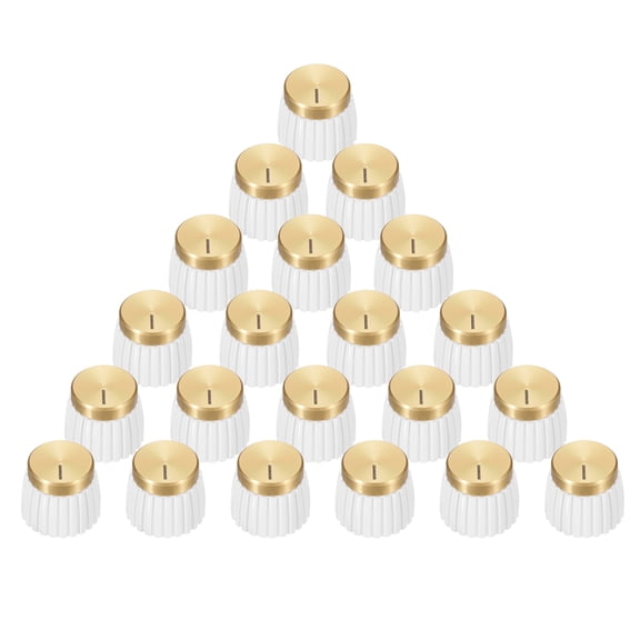 20Pcs Guitar Amplifier Push on Fit Knobs for 6mm/0.24" Dia Potentiometer, Control Knob White-Gold for Volume Tone Control, Guitar Bass Parts, Chrome