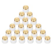 20Pcs Guitar Amplifier Push on Fit Knobs for 6mm/0.24" Dia Potentiometer, Control Knob White-Gold for Volume Tone Control, Guitar Bass Parts, Chrome