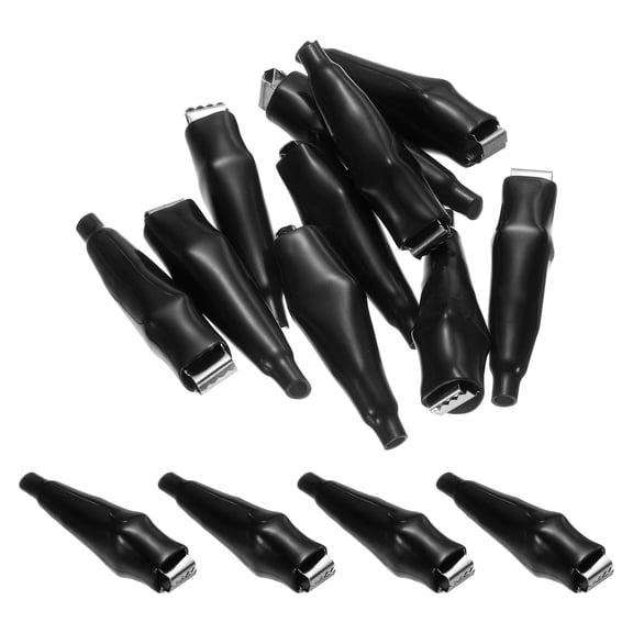 Uxcell 10Pcs Insulated Alligator Clips 42.5mm 5A Electrical Test Spring Clamps Crocodile Clamps for Multimeter Laboratory Electric Battery Testing Cable Clip, Black