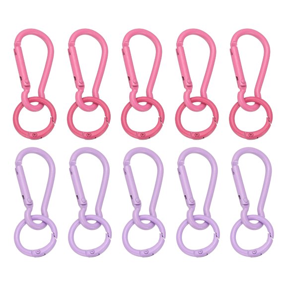 Uxcell 10Pcs Keychain Clips with O Rings, Black/White Small Metal Alloy Key Ring Holder Snap Hook Keychain Clips Buckle for Women Men Multipurpose Outdoor Camping Hiking Travelling