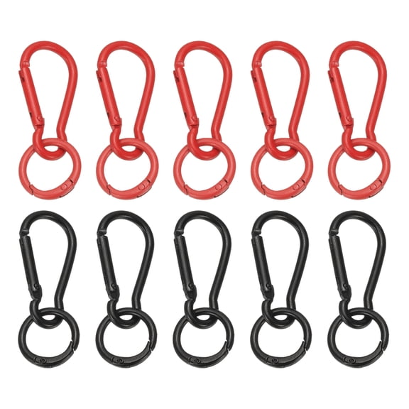 Uxcell 10Pcs Keychain Clips with O Rings, Black/Yellow Small Metal Alloy Key Ring Holder Snap Hook Keychain Clips Buckle for Women Men Multipurpose Outdoor Camping Hiking Travelling