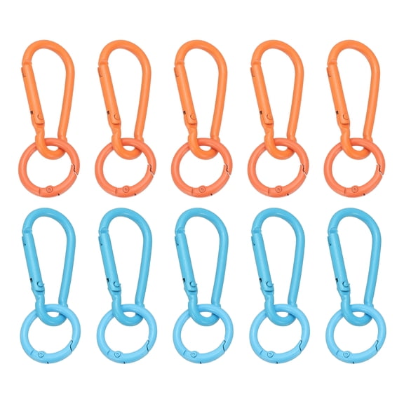 Uxcell 10Pcs Keychain Clips with O Rings, Orange/Purple Small Metal Alloy Key Ring Holder Snap Hook Keychain Clips Buckle for Women Men Multipurpose Outdoor Camping Hiking Travelling