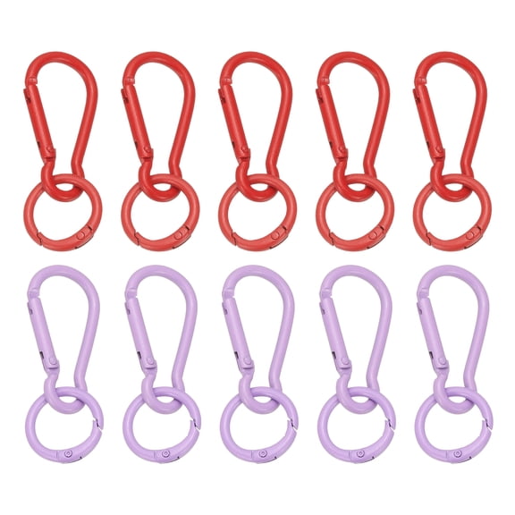 Uxcell 10Pcs Keychain Clips with O Rings, Red/Blue Small Metal Alloy Key Ring Holder Snap Hook Keychain Clips Buckle for Women Men Multipurpose Outdoor Camping Hiking Travelling