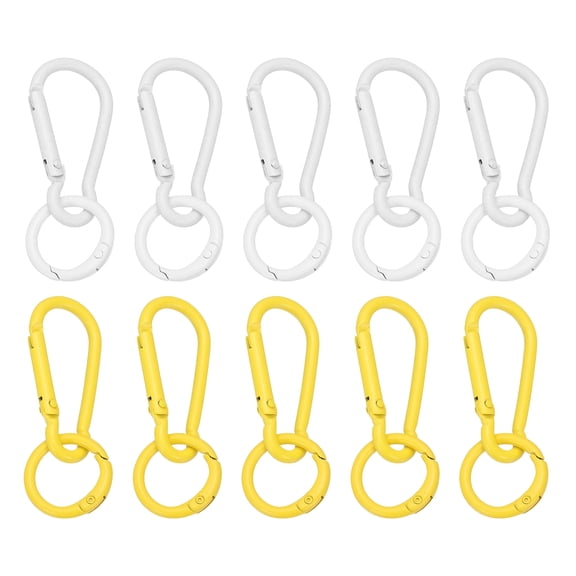 Uxcell 10Pcs Keychain Clips with O Rings, White/Green Small Metal Alloy Key Ring Holder Snap Hook Keychain Clips Buckle for Women Men Multipurpose Outdoor Camping Hiking Travelling