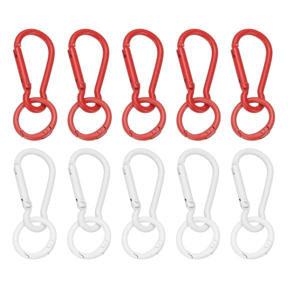 Uxcell 10Pcs Keychain Clips with O Rings, White/Pink Small Metal Alloy Key Ring Holder Snap Hook Keychain Clips Buckle for Women Men Multipurpose Outdoor Camping Hiking Travelling
