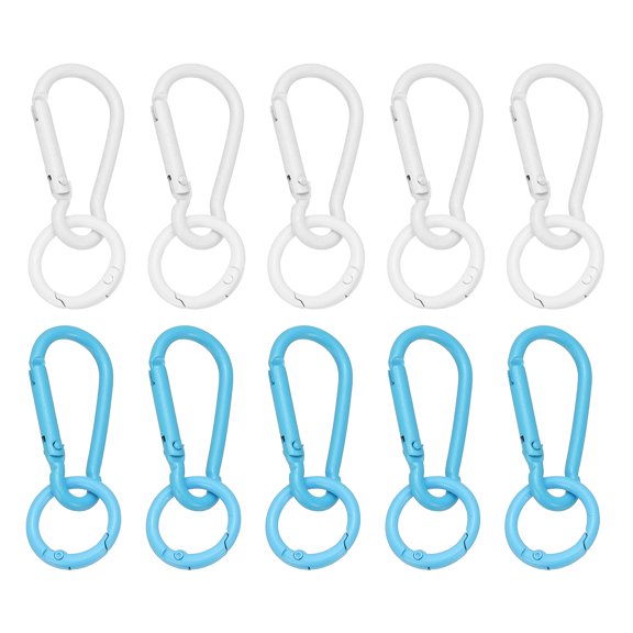 Uxcell 10Pcs Keychain Clips with O Rings, White/Purple Small Metal Alloy Key Ring Holder Snap Hook Keychain Clips Buckle for Women Men Multipurpose Outdoor Camping Hiking Travelling