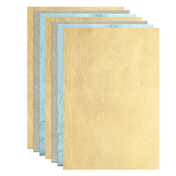 Uxcell 10Pcs Leather Hide, 8x6" Leather Pieces Artificial Cow Leathers for Craft, Gold Tone
