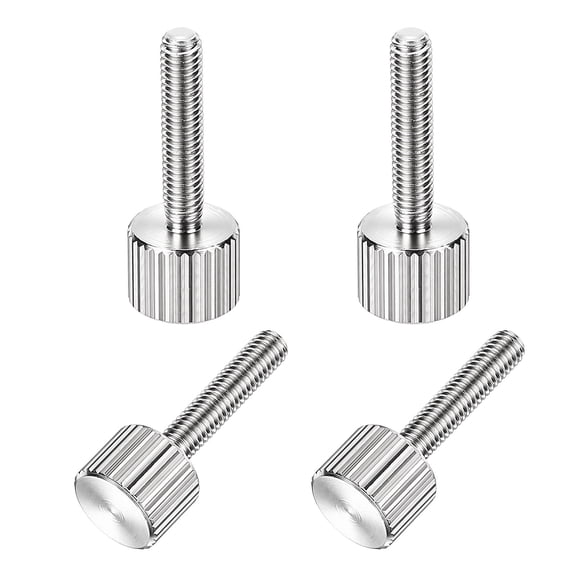 Uxcell 10Pcs M3x16mm Knurled Thumb Screws, 304 Stainless Steel Flat Head Knurled Thumbscrew Fully Threaded Grip Knob Metal Hand Tighten Bolt-Machine Fastener Equipment Mounting, Silver