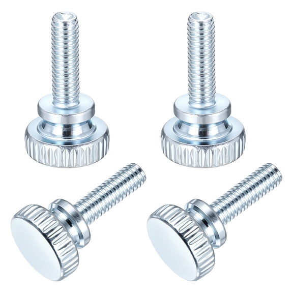 Uxcell 10Pcs M4x12mm Knurled Thumb Screws, Carbon Steel Zinc Plated Flat Head Thumb Screws with Shoulder Grip Knobs, Hand Tighten Bolts Fasteners - Home Monitor Mount, Silver Blue
