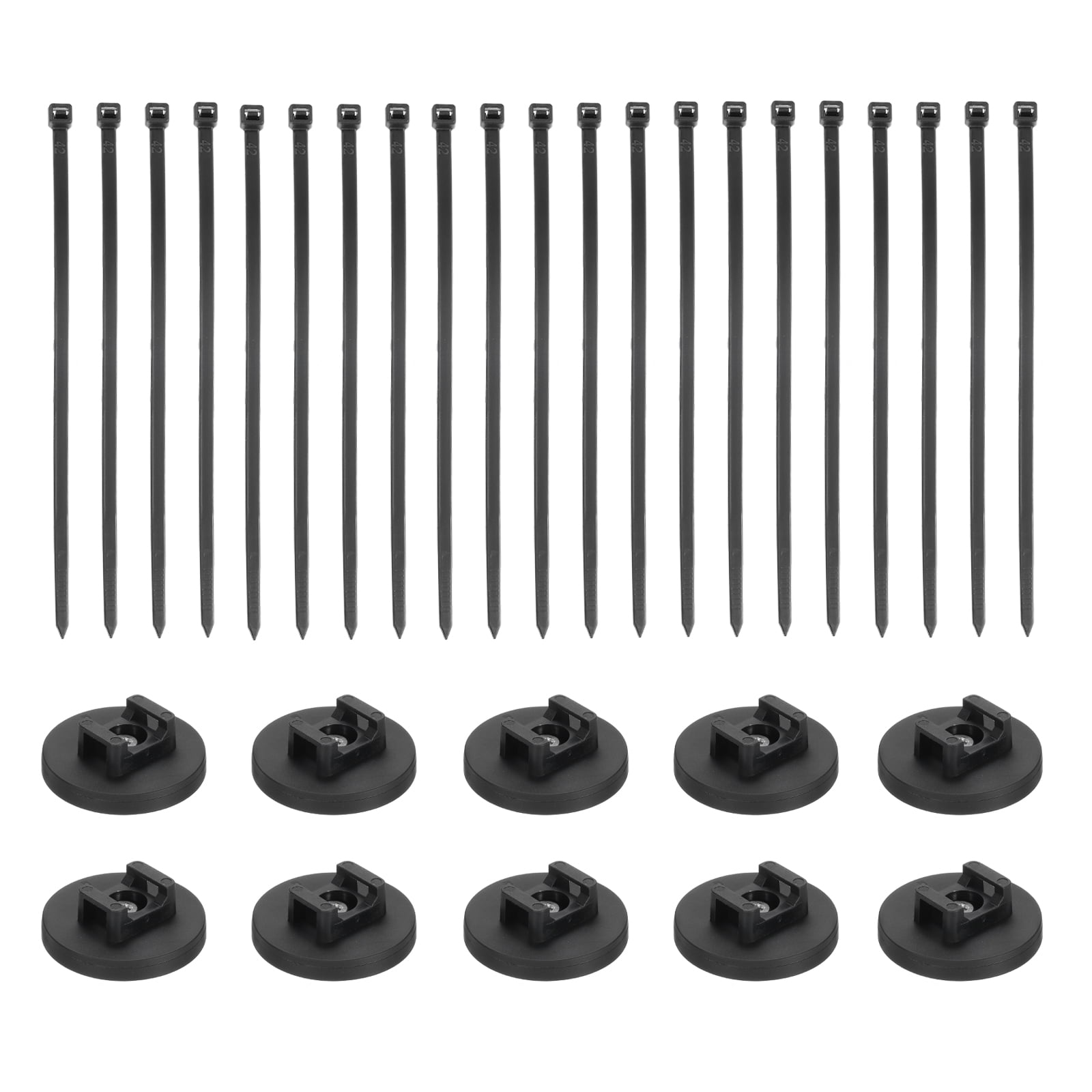 Uxcell 10Pcs Magnetic Zip Tie Mount Adjustable Cable Tie Holder with 8" Cable Zip Ties,Black