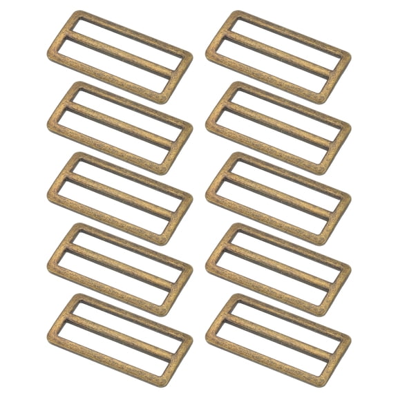 Uxcell 10Pcs Metal Slide Buckle, 2" Metal Zinc Alloy Adjustable Buckle, Flat Slide Strap Release Buckles, Bronze