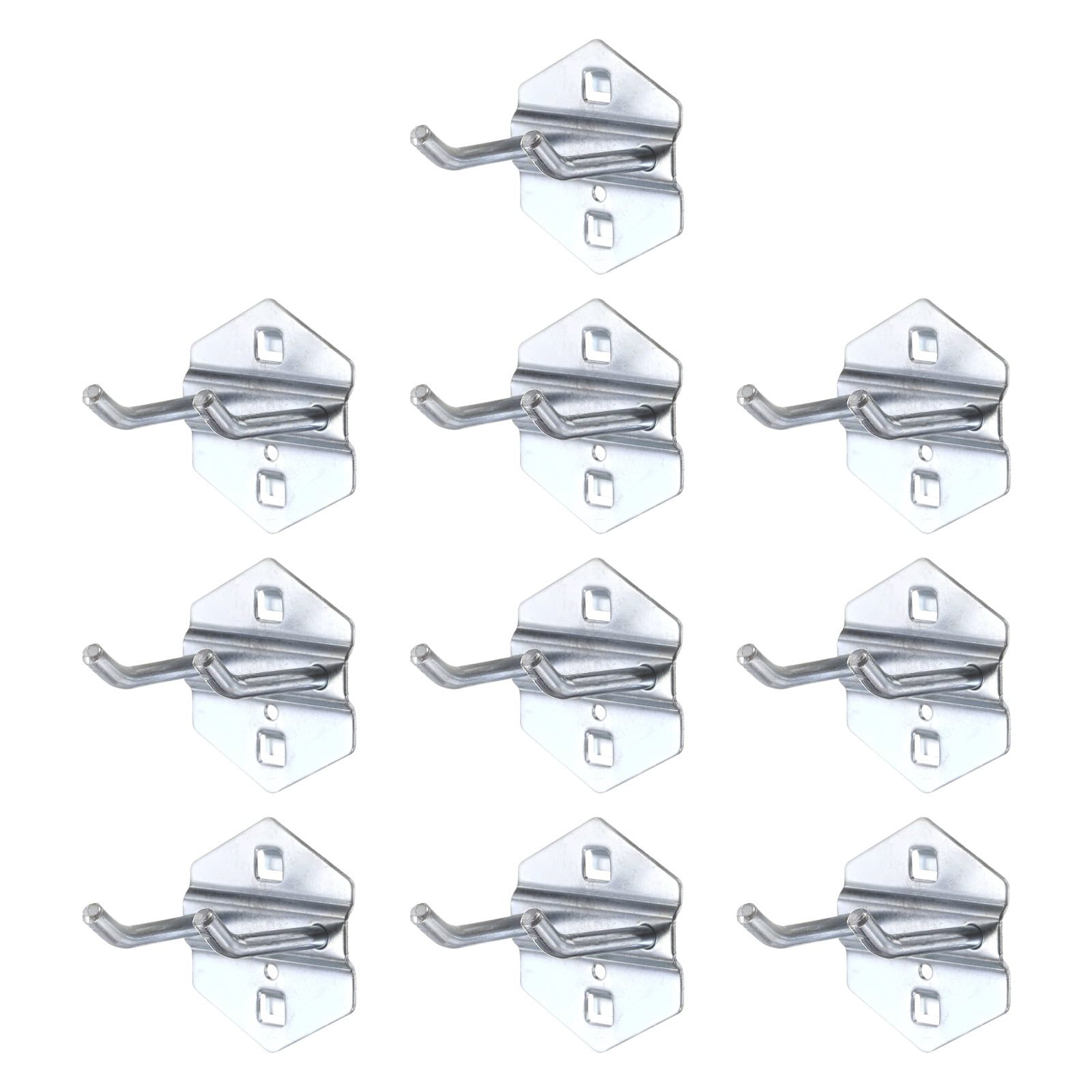 Uxcell 10Pcs Metal Square Peg Board Hooks, 2" Heavy Duty Square Hole Peg Hook for 3/8" Spaced Pegboards, Silver