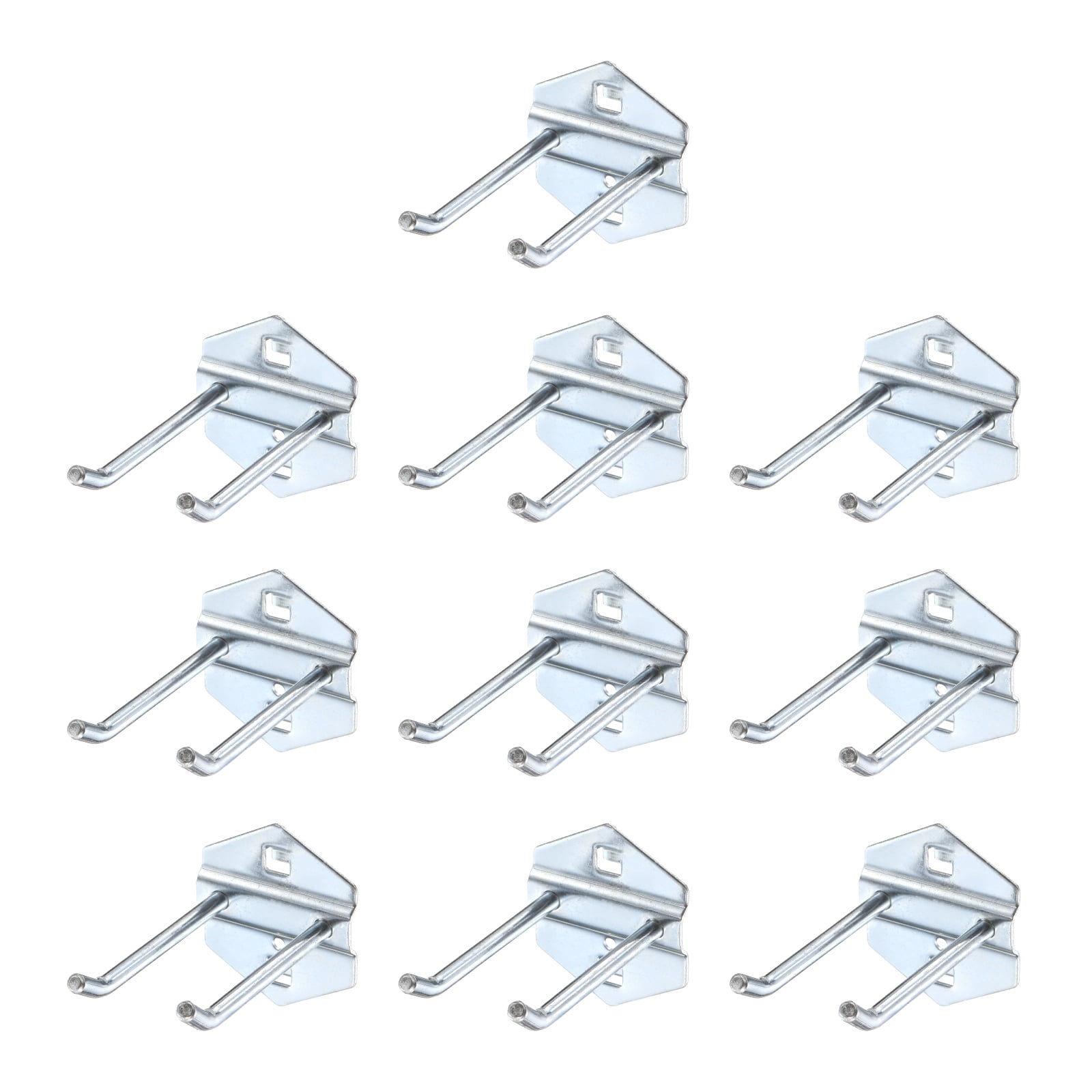 Uxcell 10Pcs Metal Square Peg Board Hooks, 3" Heavy Duty Square Hole Peg Hook for 3/8" Spaced Pegboards, Silver