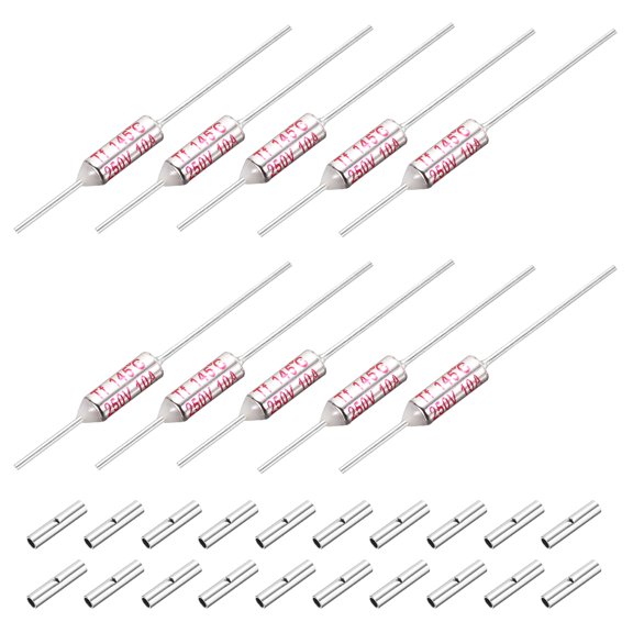 Uxcell 10Pcs Metal Temperature Thermal Fuse SF145 10A 250V with Terminal Connector
