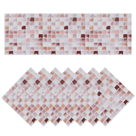Uxcell 10Pcs Mosaic Tile Stickers, 15x15cm Wallpaper Self-Adhesive Sticker Backsplash for Kitchen Bathroom (Style 10)