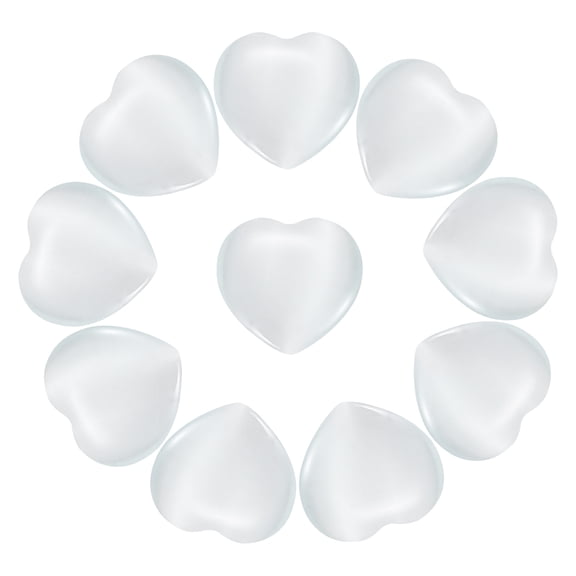 Uxcell 10Pcs Natural Heart Shaped Crystal Stone, 0.8" Polished Love Gemstone Crystal, Pocket Rock Engraved Worry Stones for Women Valentines Gift Meditation 0.24" Thick, White Cats Eye