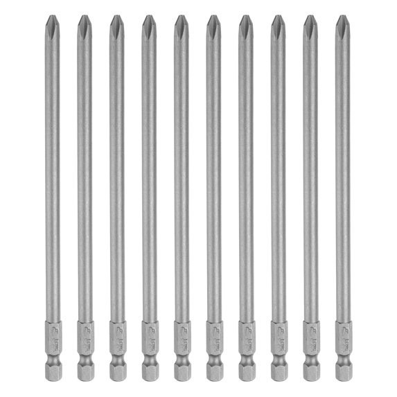 Uxcell 10Pcs PH2 6.0 Phillips Screwdriver Bit 1/4" Hex Shank Magnetic Power Drill Bits