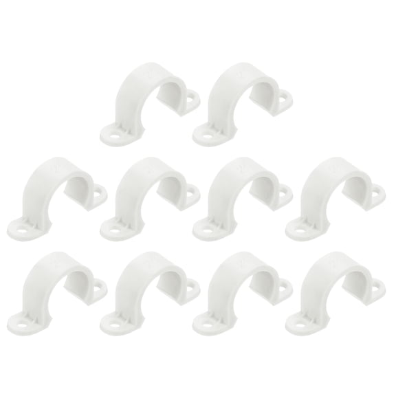 Uxcell 10Pcs Pipe Straps, 20mm Plastic Conduit Strap, Two Hole Pipe Clips for Tube, Pipes, Light Grey