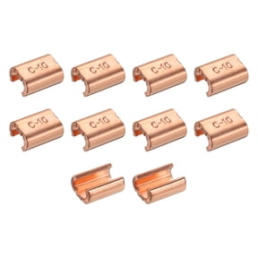 Uxcell 10Pcs Pack Copper C Tap, C-10 C Shape Grounding Connector for 7.5 ~ 11mm / 0.3 ~ 0.43 Inch Wire Rope and Electric Wires End Assortment