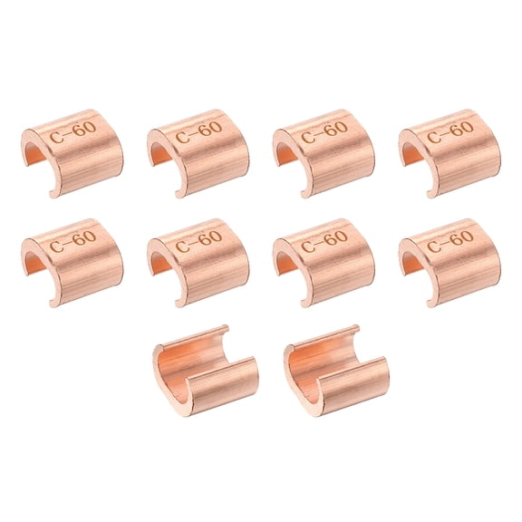 Uxcell 10Pcs Pack Copper C Tap, C-60 C Shape Grounding Connector for 45 ~ 60mm / 1.77 ~ 2.36 Inch Wire Rope and Electric Wires End Assortment
