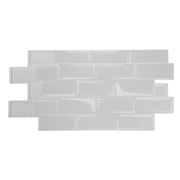Uxcell 10Pcs Peel and Stick Backsplash Tiles 9.4" x 4.7" 3D Thickened Mable Texture Self-Adhesive Tile Stickers Wallpaper Wall for Kitchen Bathroom Bedroom, Beige Grey