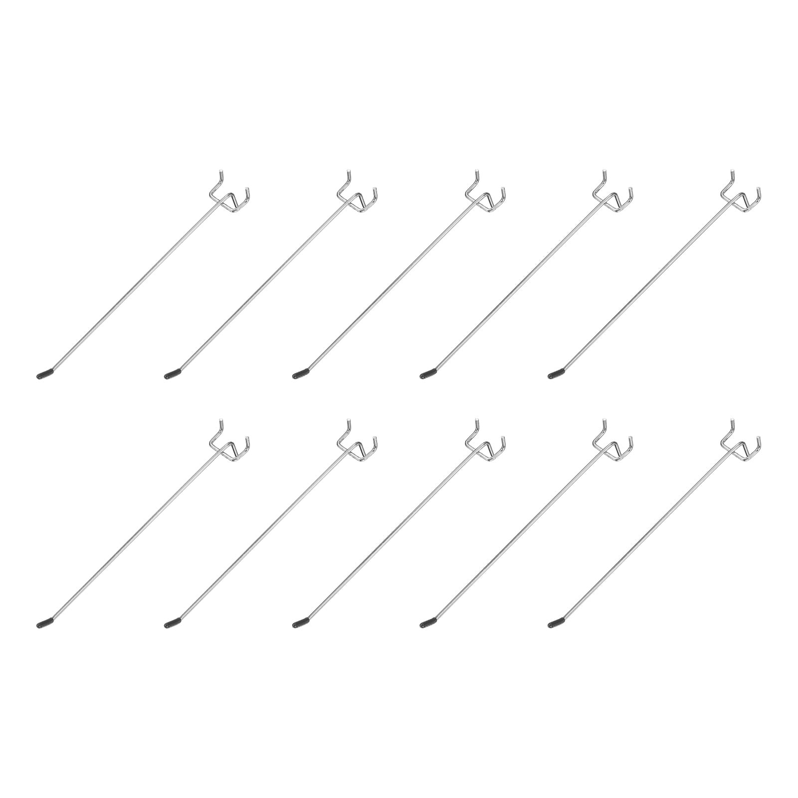 Uxcell 10Pcs Pegboard Hooks, 9.8 in L Shape Pegboard Wall Hook Fit 1-1/4" Hole Pegboard 4mm Thick for Wall Organizing