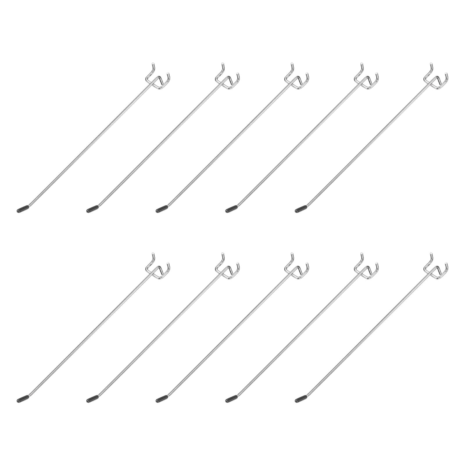 Uxcell 10Pcs Pegboard Hooks, 9.8 in L Shape Pegboard Wall Hook Fit 1" Hole Pegboard 4mm Thick for Wall Organizing