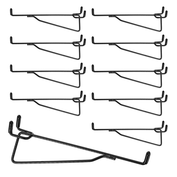 Uxcell 10Pcs Pegboard Shelf Hooks, 6.3 in Peg Board Brackets Heavy Duty Peg Board Shelving Hook Shelves Baskets Brackets 0.12"T Fit 0.98" Hole Pegboard for Garage, Office, Art Craft