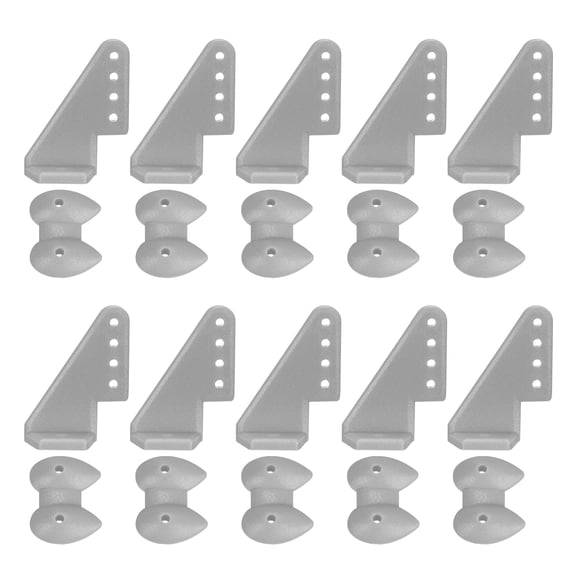 Uxcell 10Pcs Plastic Control Horns, 4 Hole Rudder Angle with Base for RC Parts, Gray