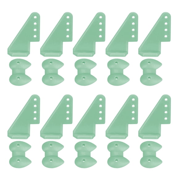Uxcell 10Pcs Plastic Control Horns, 4 Hole Rudder Angle with Base for RC Parts, Green