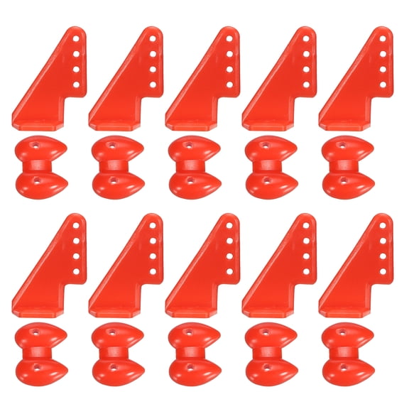 Uxcell 10Pcs Plastic Control Horns, 4 Hole Rudder Angle with Base for RC Parts, Red